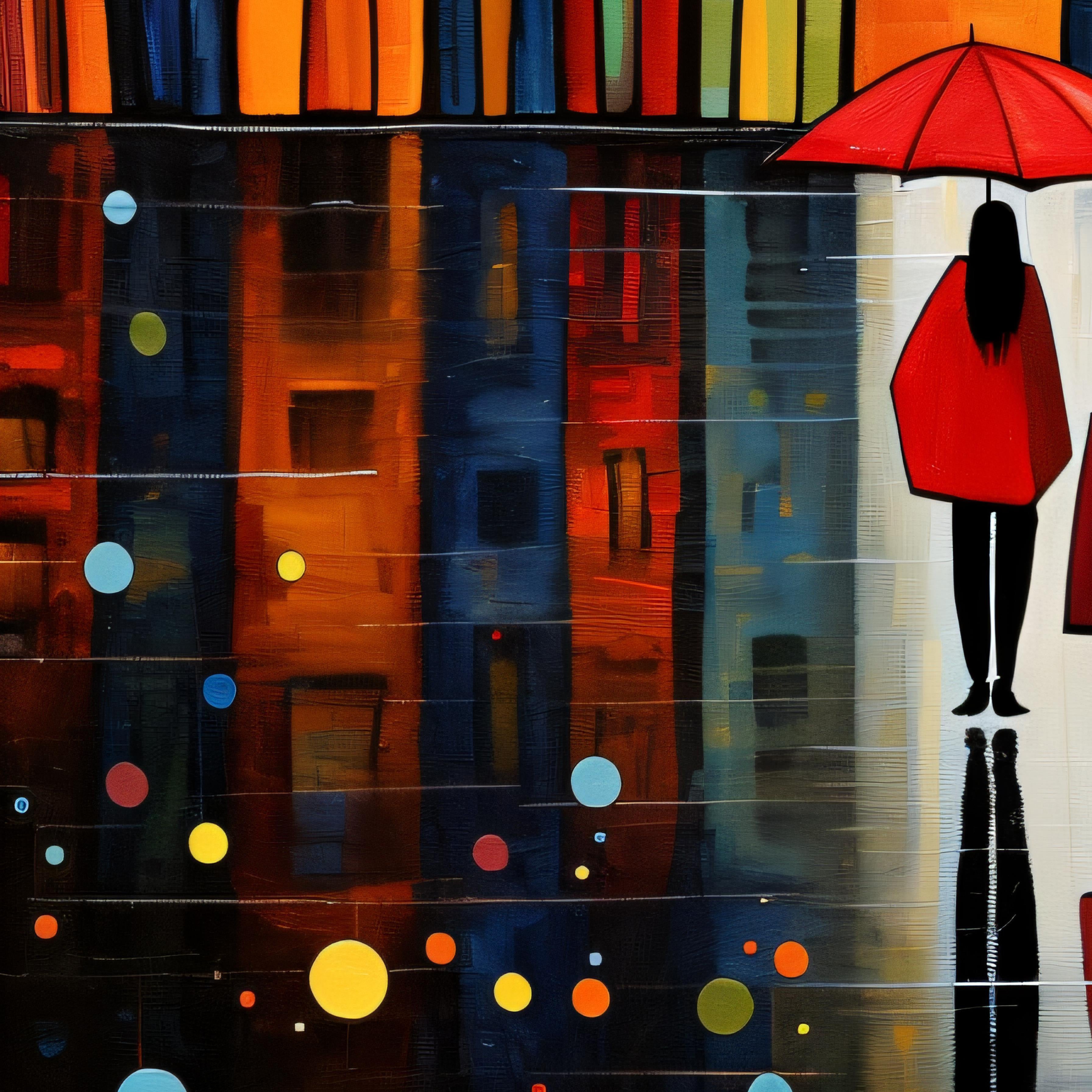 "Rainbow Rain" by Felix van Horst captures a vibrant cityscape bathed in the glow of a sunlit rain. 