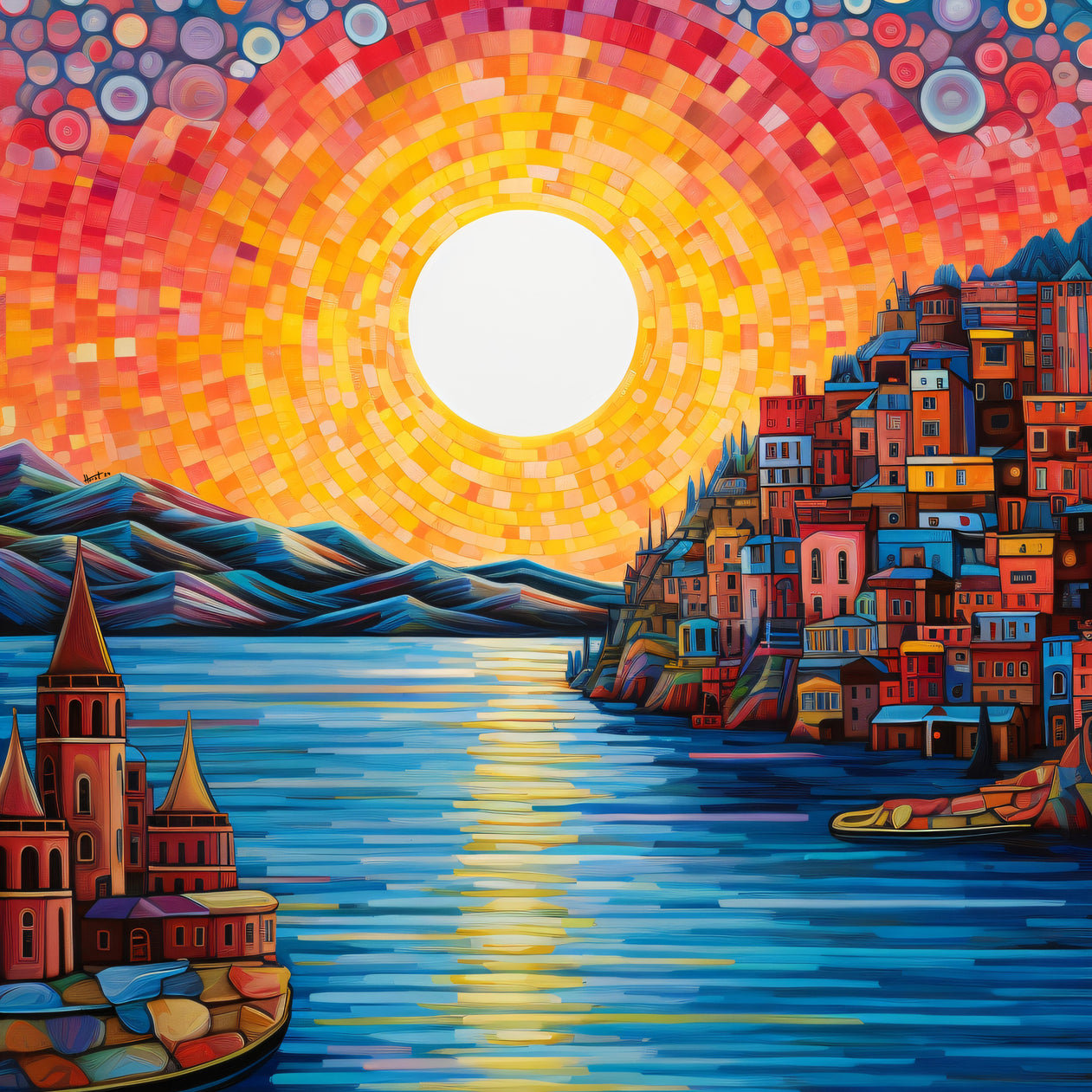 "Sundown Symphony" by Felix van Horst is an enchanting digital giclée on canvas.