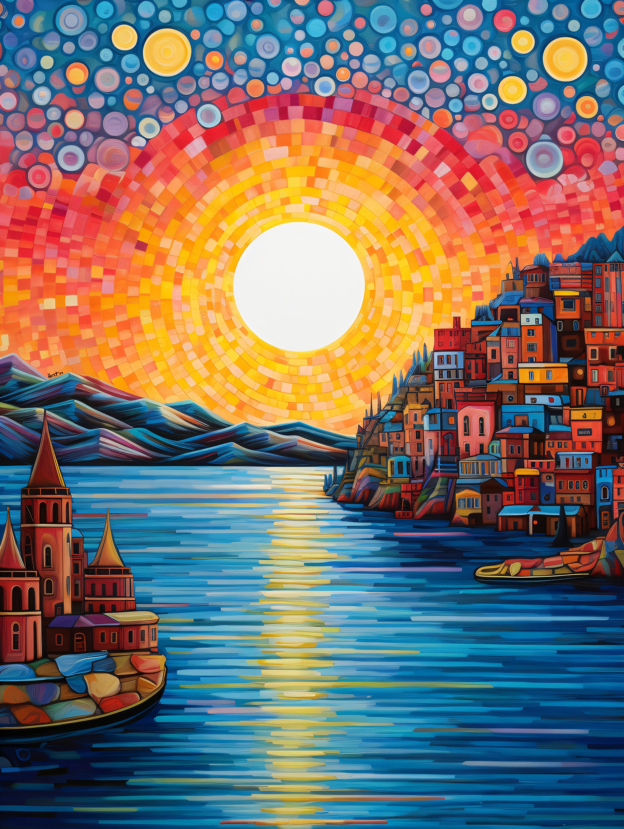 "Sundown Symphony" by Felix van Horst is an enchanting digital giclée on canvas.