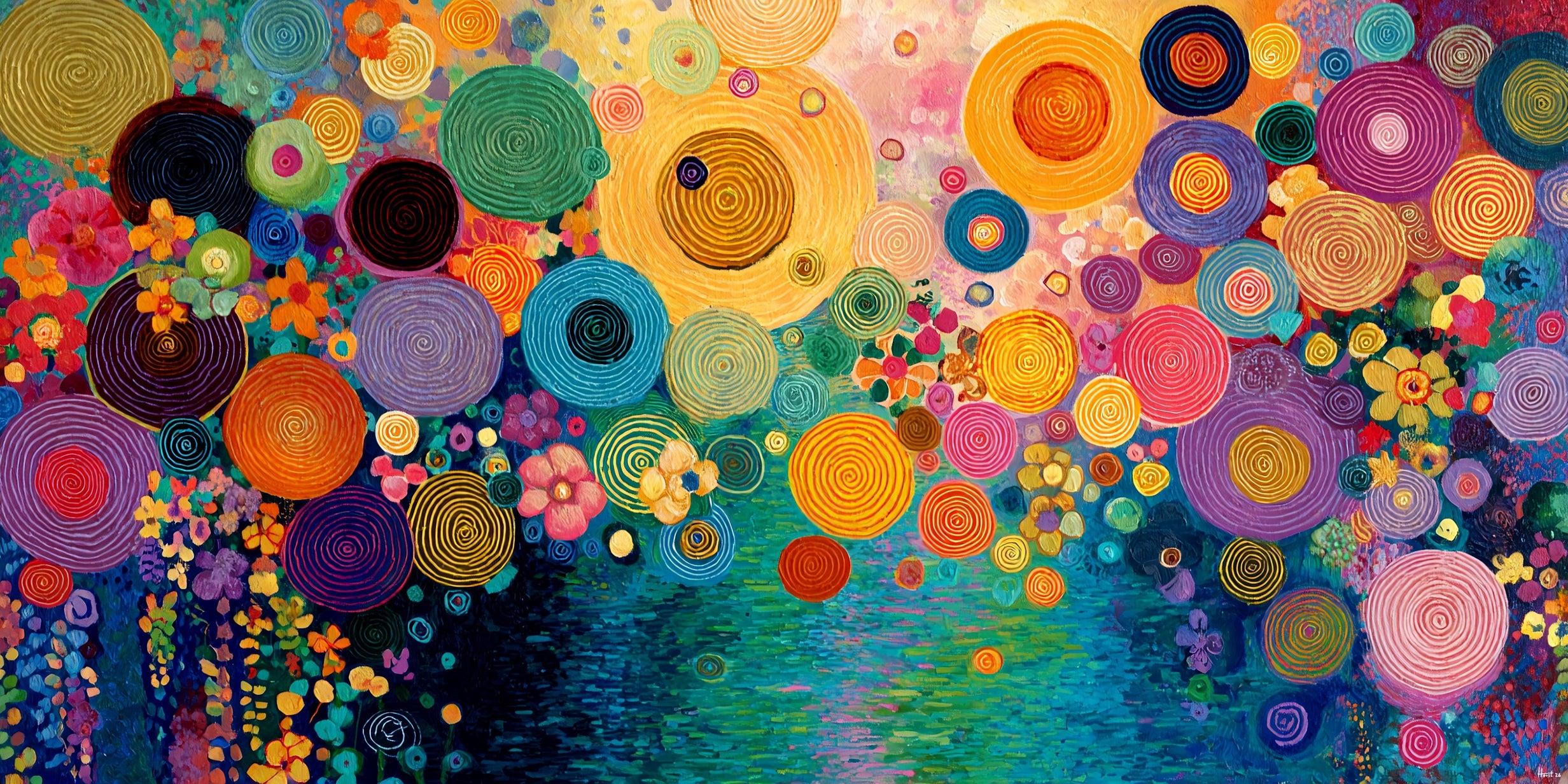 Blooming Circles (Unique), 200x100 cm