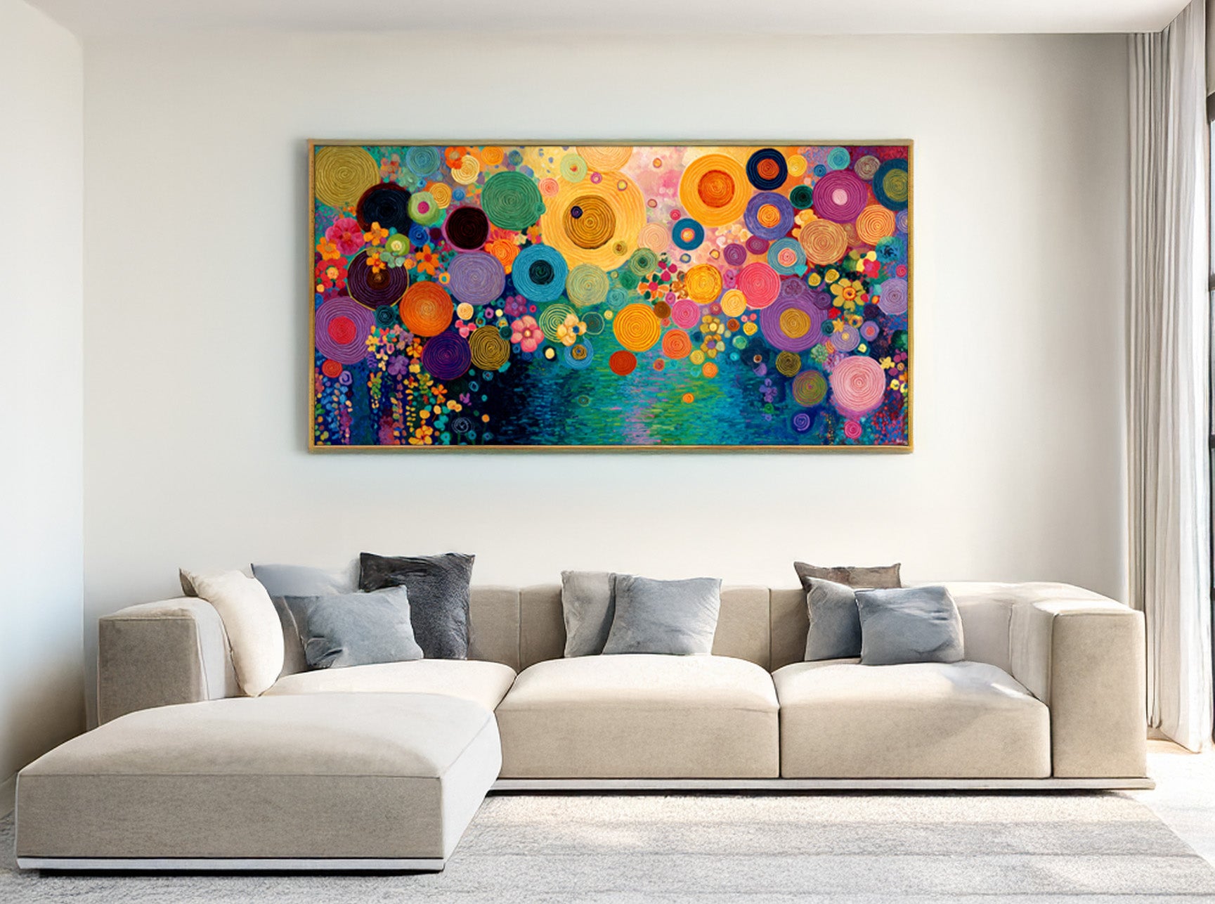 Blooming Circles (Unique), 200x100 cm