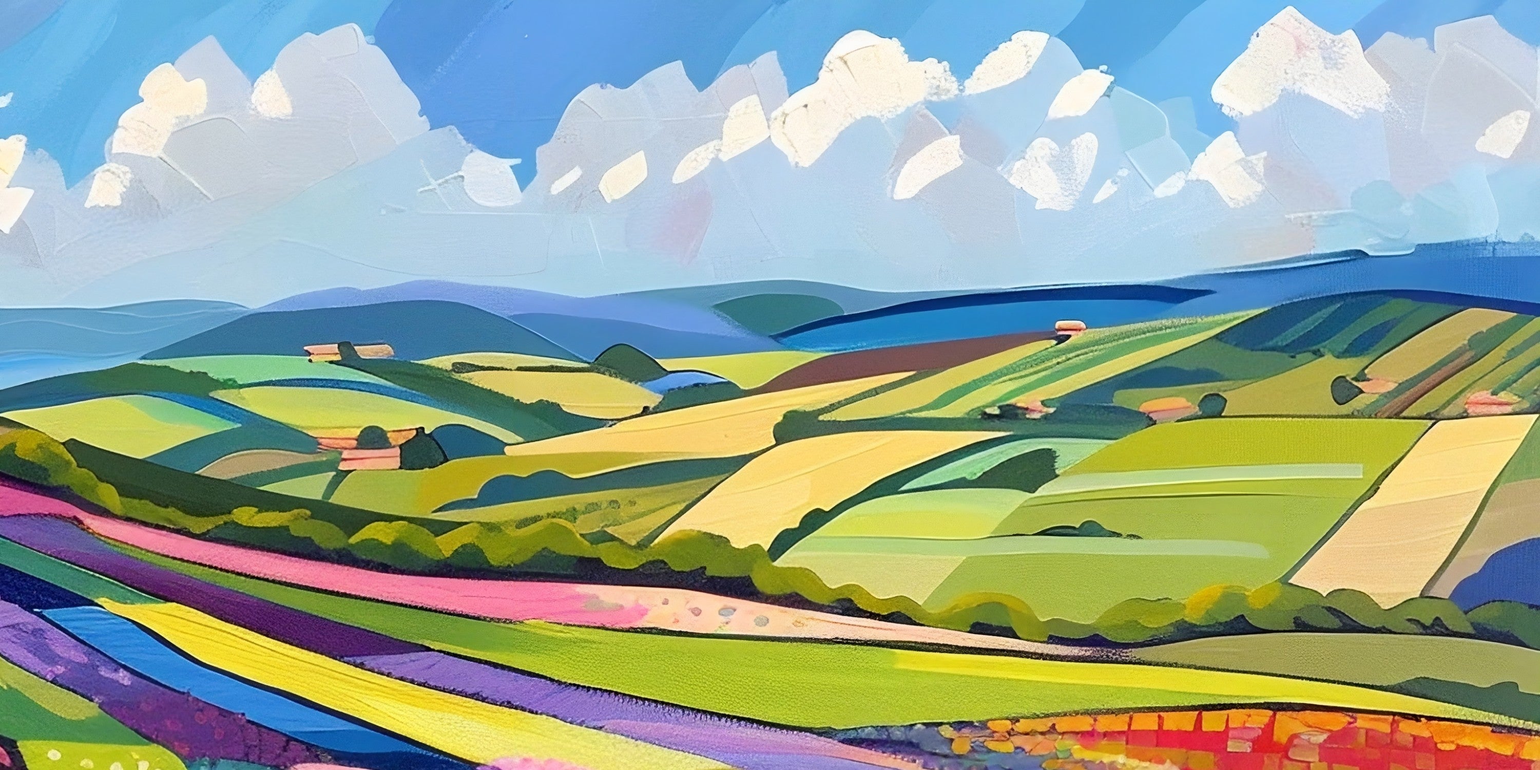 Blooming Fields (Print), 100x50 cm, ready-to-hang