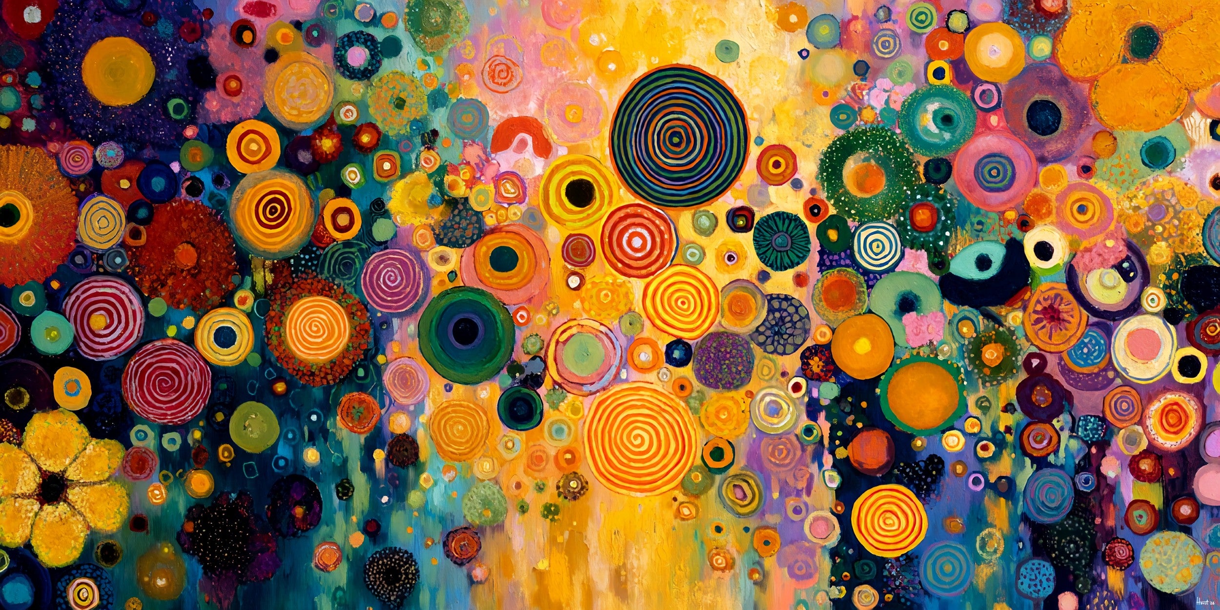 Cosmic Circles (Unique), 200x100 cm