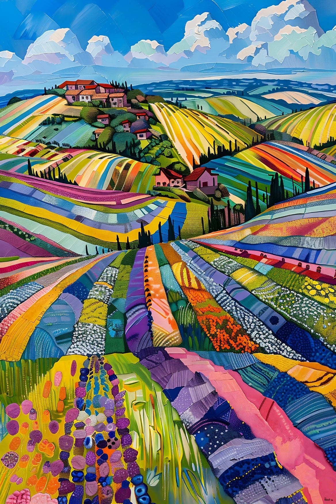 Sunlit Fields (Unique), 150x100 cm