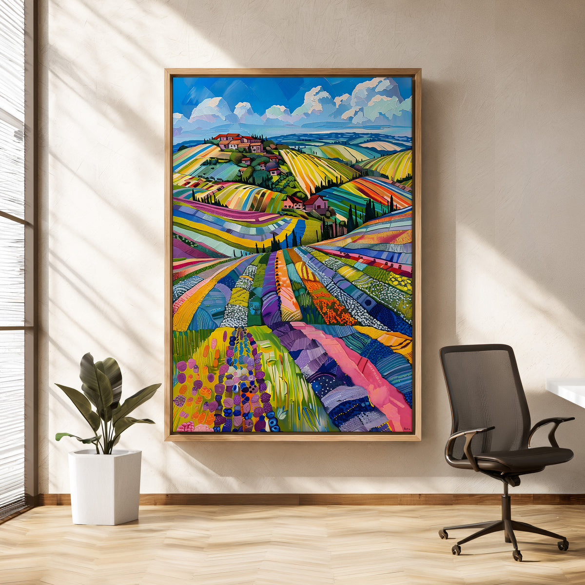 Sunlit Fields (Unique), 150x100 cm