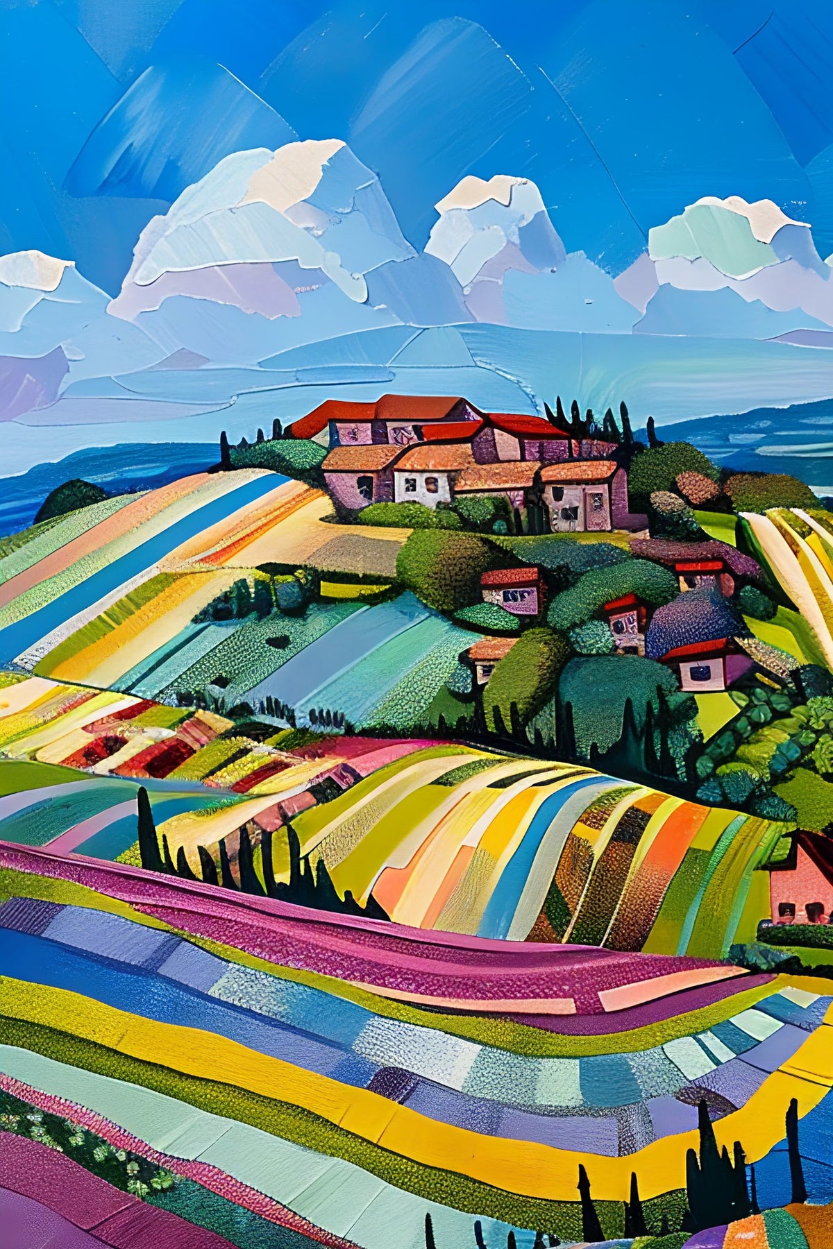 Sunlit Fields (Unique), 150x100 cm