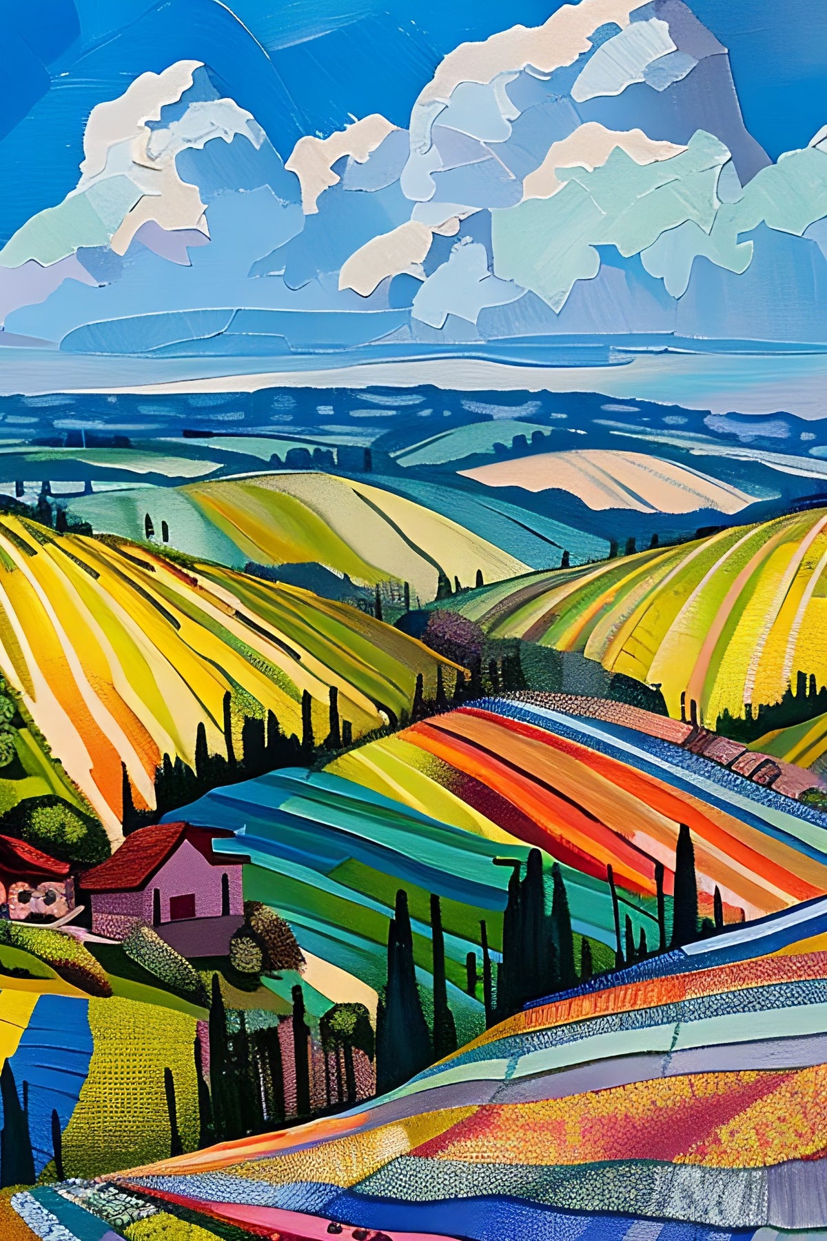 Sunlit Fields (Unique), 150x100 cm
