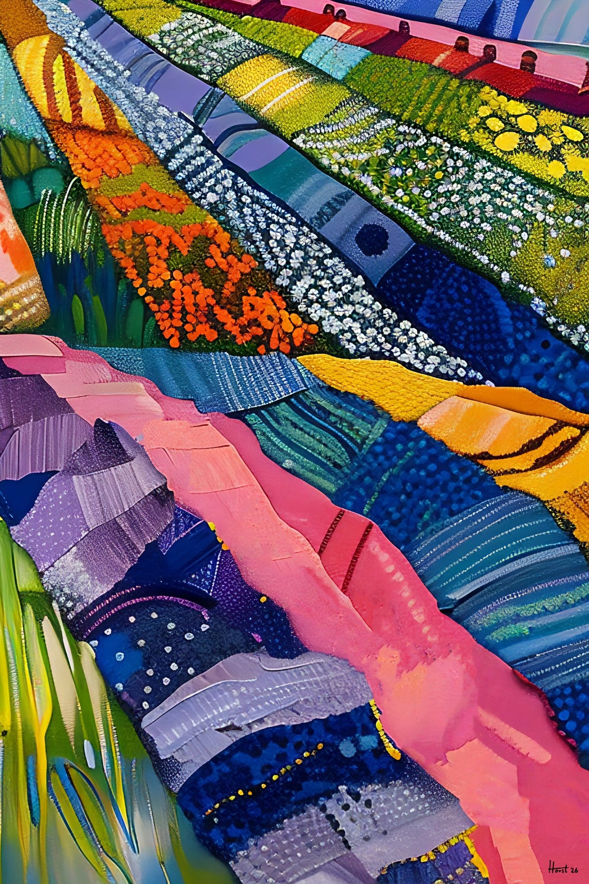 Sunlit Fields (Unique), 150x100 cm